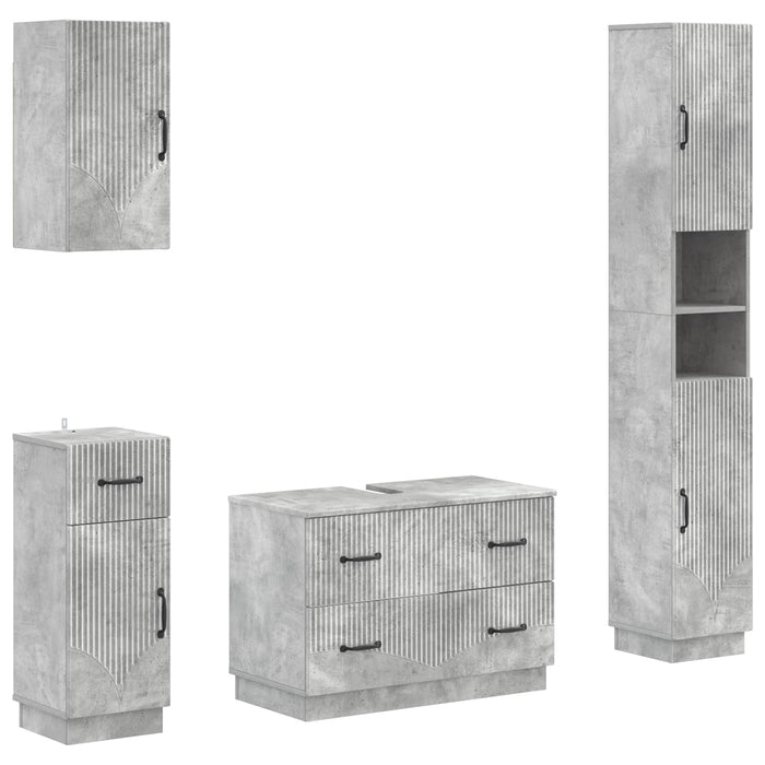 Set de dulapuri pentru baie, 4 piese HOORN Gri Beton - WALTI WALTI