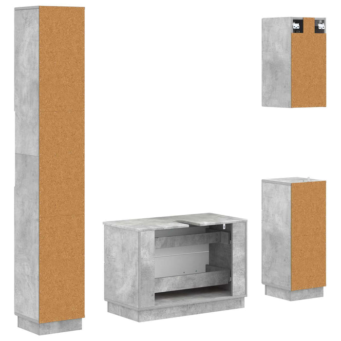 Set de dulapuri pentru baie, 4 piese HOORN Gri Beton - WALTI WALTI