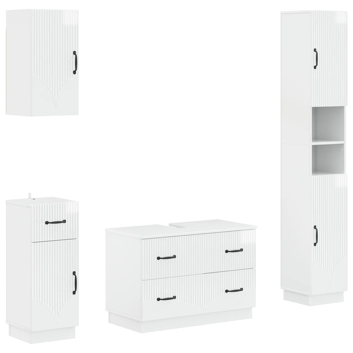 Set de dulapuri pentru baie, 4 piese HOORN Alb foarte lucios - WALTI WALTI