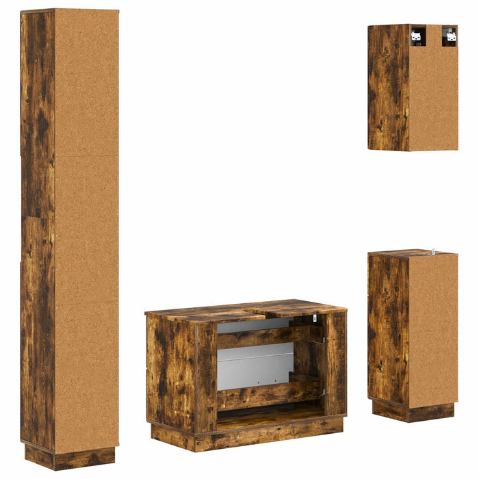 Set de dulapuri pentru baie, 4 piese HOORN Stejar fumuriu - WALTI WALTI