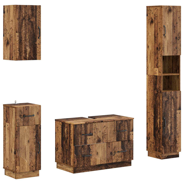 Set de dulapuri pentru baie, 4 piese HOORN Lemn vechi - WALTI WALTI