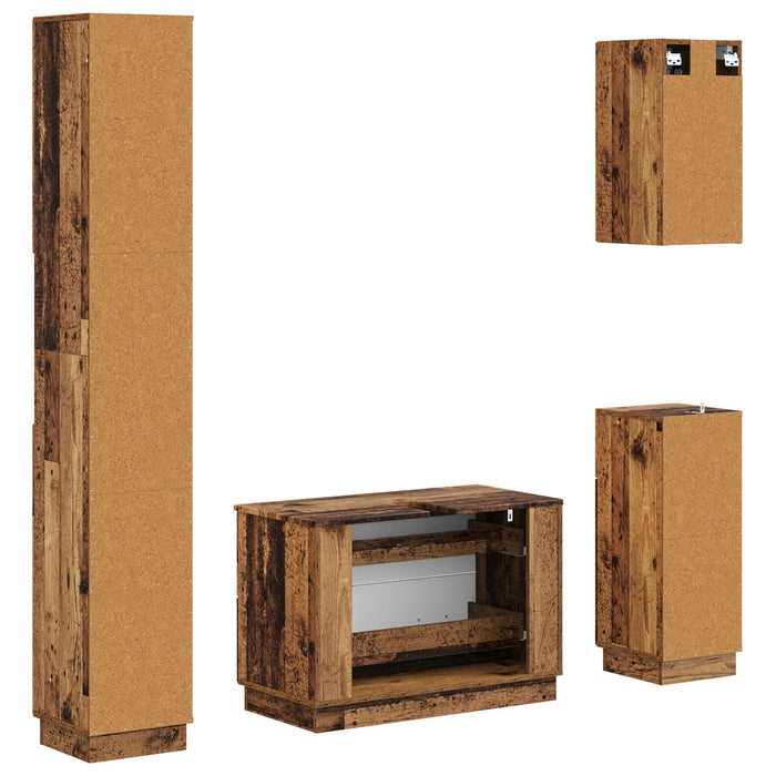 Set de dulapuri pentru baie, 4 piese HOORN Lemn vechi - WALTI WALTI