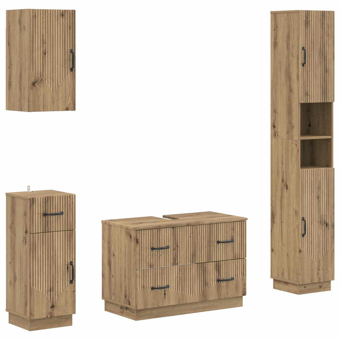 Set de dulapuri pentru baie, 4 piese HOORN Stejar Artizanal - WALTI WALTI