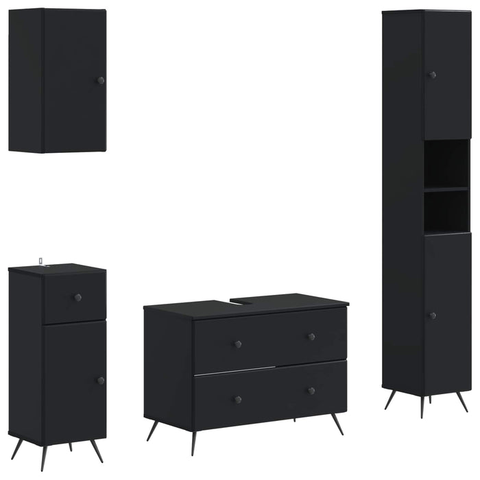 Set de dulapuri pentru baie, 4 piese BREDA Negru Lemn prelucrat - WALTI WALTI
