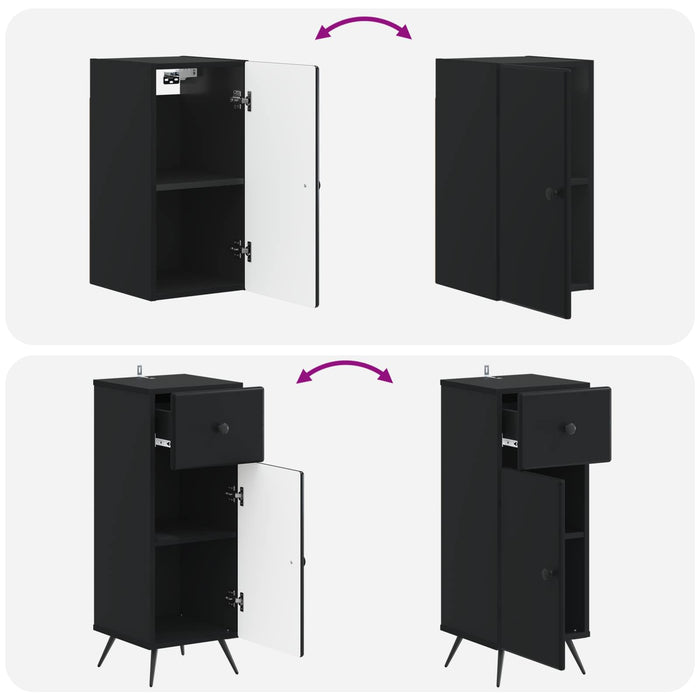 Set de dulapuri pentru baie, 4 piese BREDA Negru Lemn prelucrat - WALTI WALTI