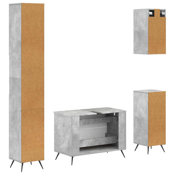 Set de dulapuri pentru baie, 4 piese BREDA Gri Beton - WALTI WALTI
