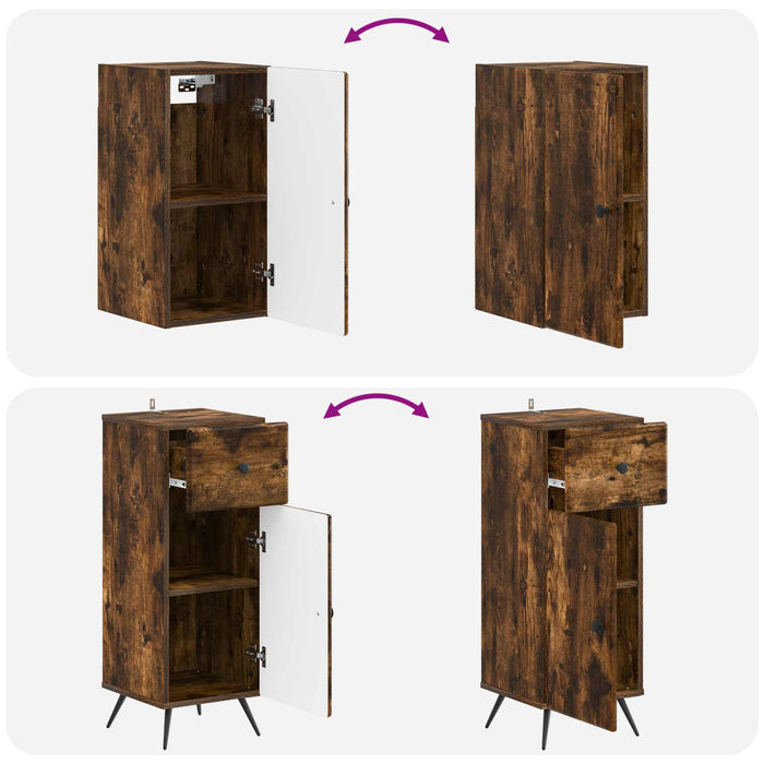 Set de dulapuri pentru baie, 4 piese BREDA Stejar fumuriu - WALTI WALTI
