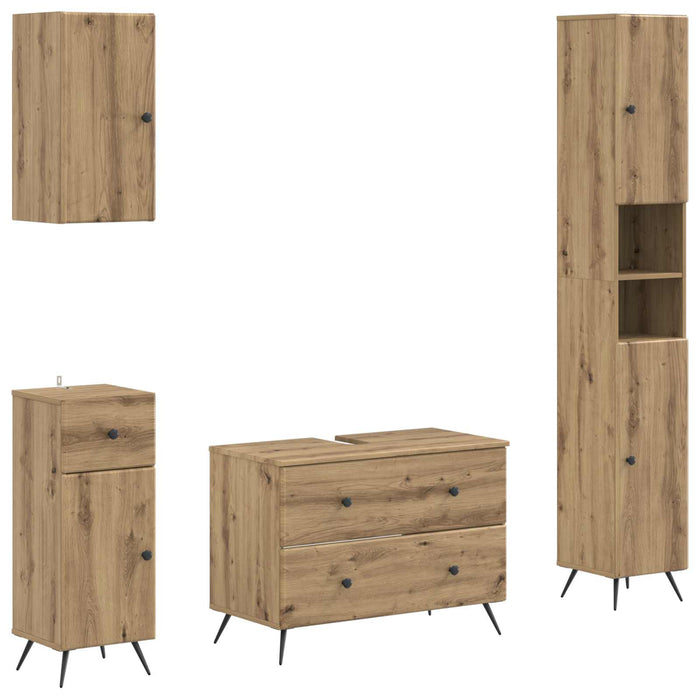 Set de dulapuri pentru baie, 4 piese BREDA Stejar Artizanal WALTI