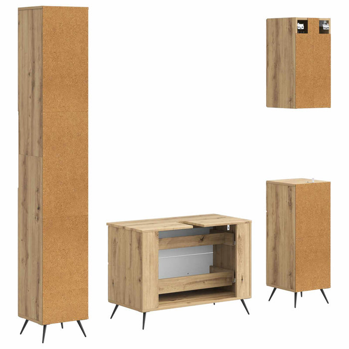 Set de dulapuri pentru baie, 4 piese BREDA Stejar Artizanal WALTI