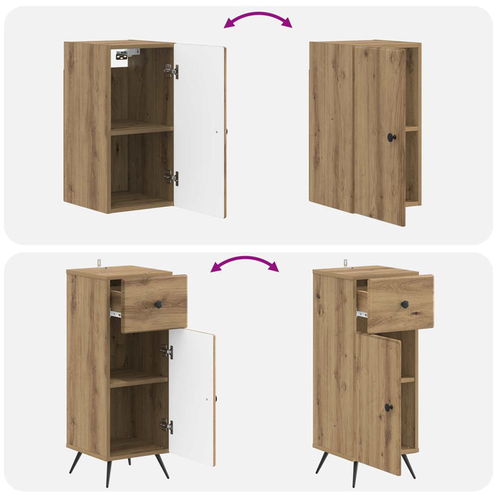 Set de dulapuri pentru baie, 4 piese BREDA Stejar Artizanal WALTI