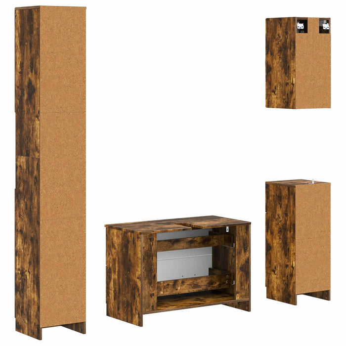 Set de dulapuri pentru baie, 4 piese UTRECHT Stejar fumuriu WALTI