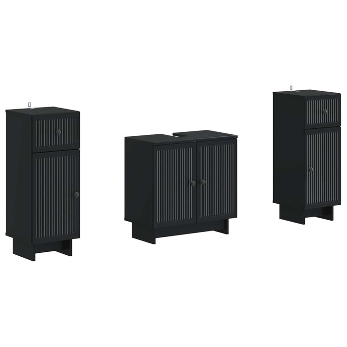Set de dulapuri pentru baie, 2 piese EDE Negru Lemn prelucrat - WALTI WALTI