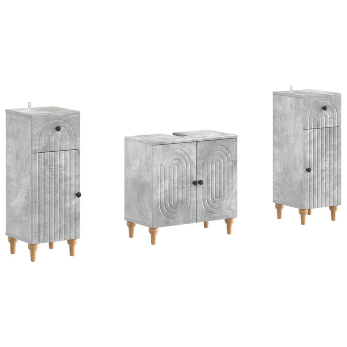 Set de dulapuri pentru baie, 2 piese ALKMAAR Gri Beton - WALTI WALTI