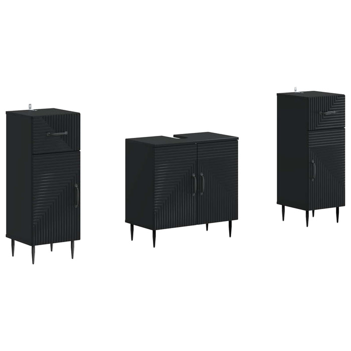 Set de dulapuri pentru baie, 2 piese HAARLEM Negru WALTI