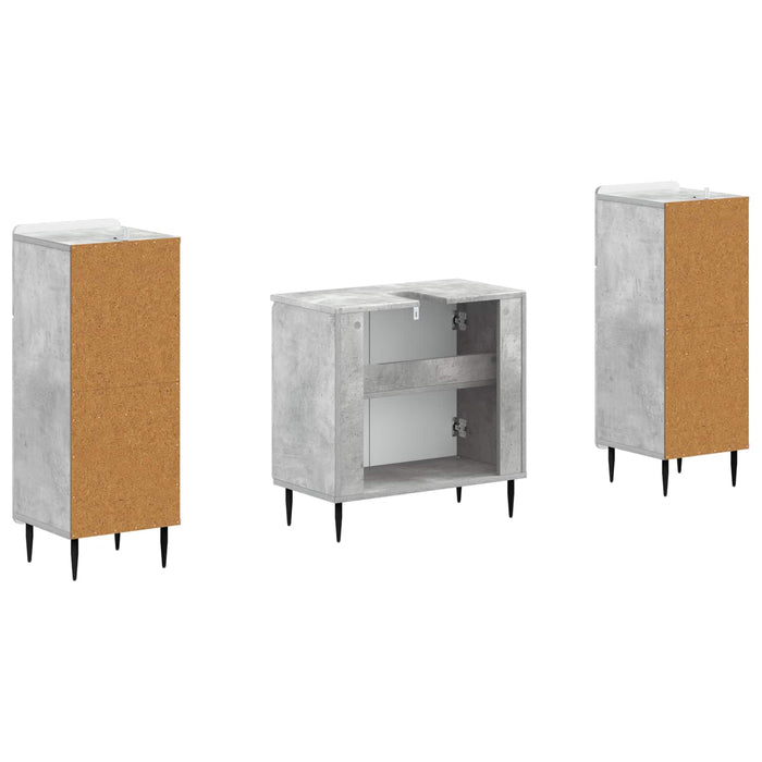 Set de dulapuri pentru baie, 2 piese HAARLEM Gri Beton WALTI