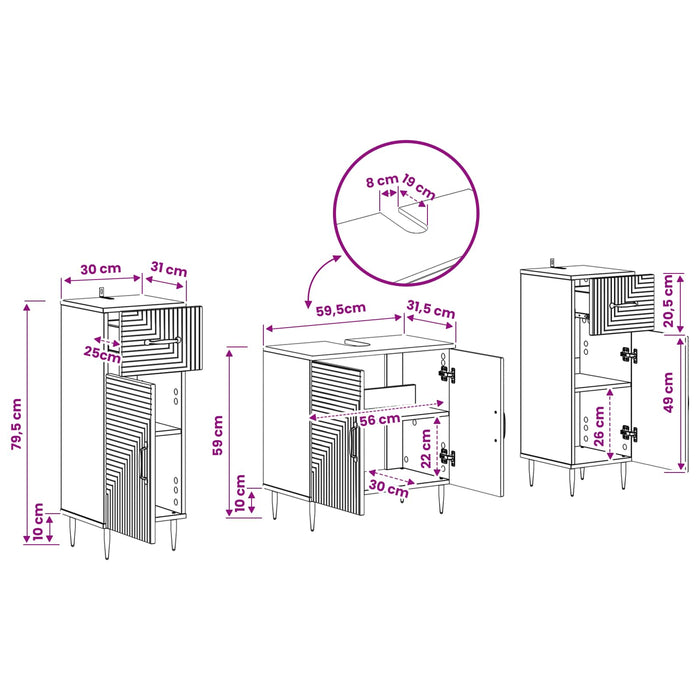 Set de dulapuri pentru baie, 2 piese HAARLEM Gri Beton WALTI