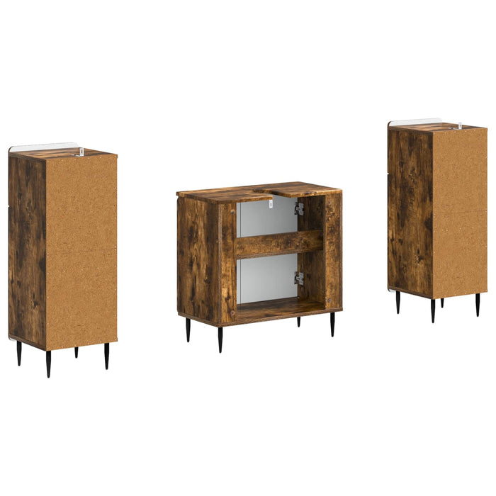 Set de dulapuri pentru baie, 2 piese HAARLEM Stejar fumuriu WALTI