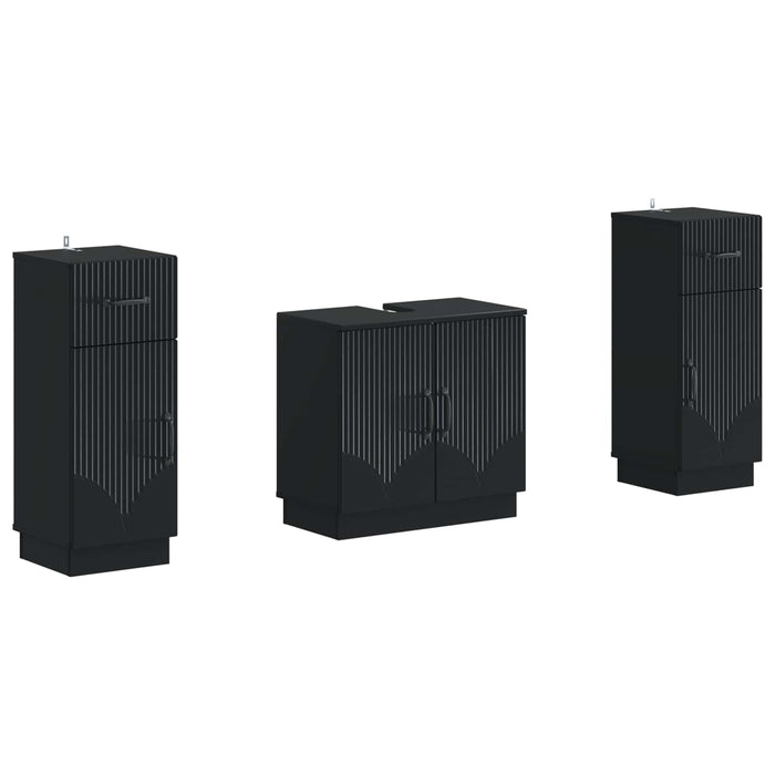 Set de dulapuri pentru baie, 2 piese HOORN Negru Lemn prelucrat - WALTI WALTI