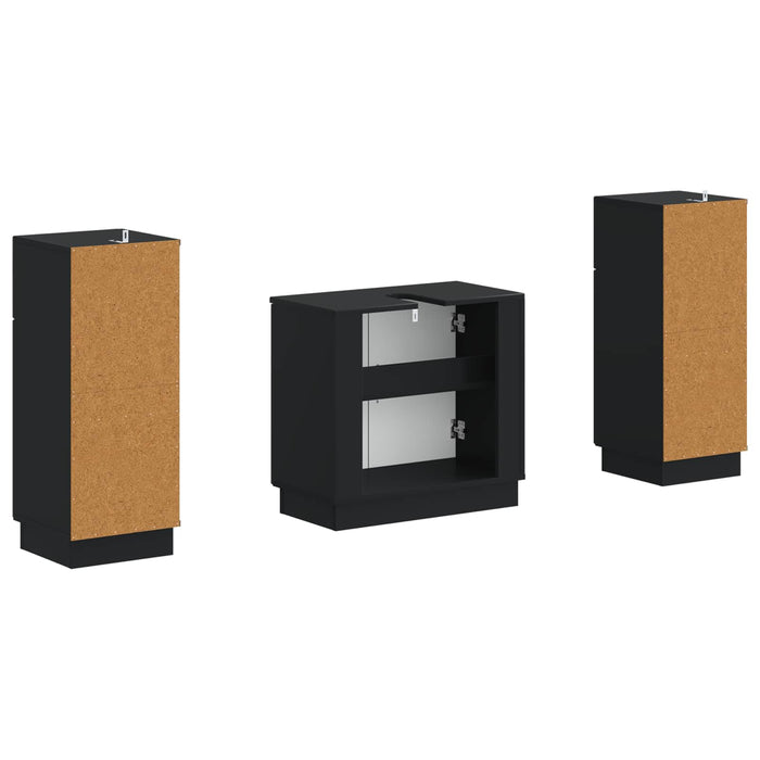 Set de dulapuri pentru baie, 2 piese HOORN Negru Lemn prelucrat - WALTI WALTI