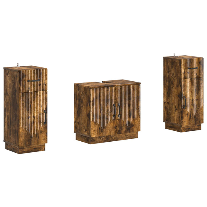 Set de dulapuri pentru baie, 2 piese HOORN Stejar fumuriu - WALTI WALTI