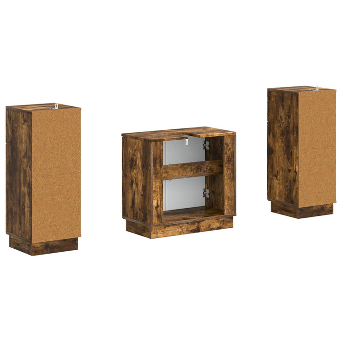 Set de dulapuri pentru baie, 2 piese HOORN Stejar fumuriu - WALTI WALTI