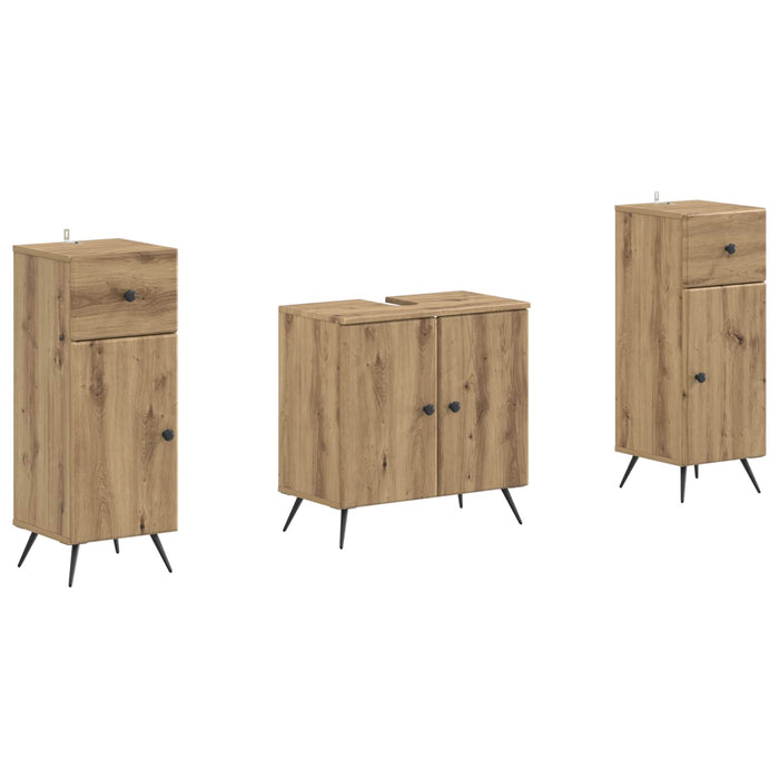 Set de dulapuri pentru baie, 2 piese BREDA Stejar Artizanal - WALTI WALTI