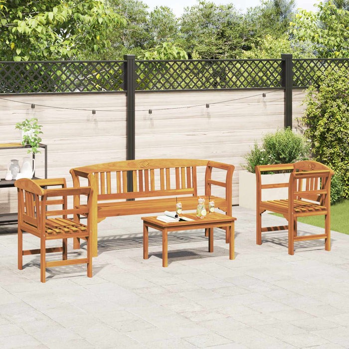 Set de Mobilier cu pernă 4 pcs natural Lemn Solid de Acacia - WALTI WALTI