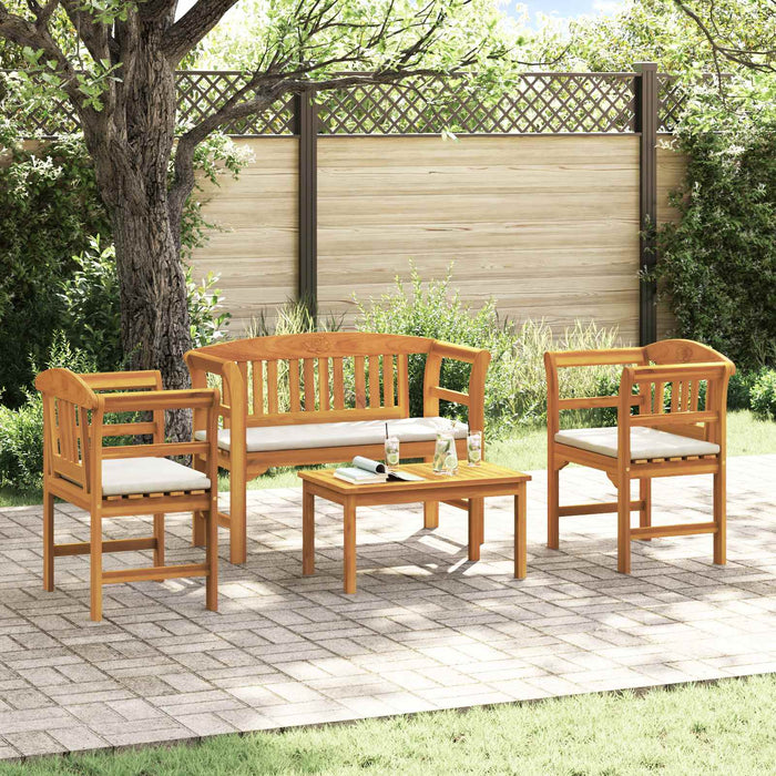 Set de Mobilier cu pernă 4 pcs natural Lemn Solid de Acacia - WALTI WALTI