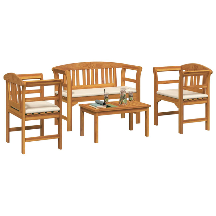 Set de Mobilier cu pernă 4 pcs natural Lemn Solid de Acacia - WALTI WALTI