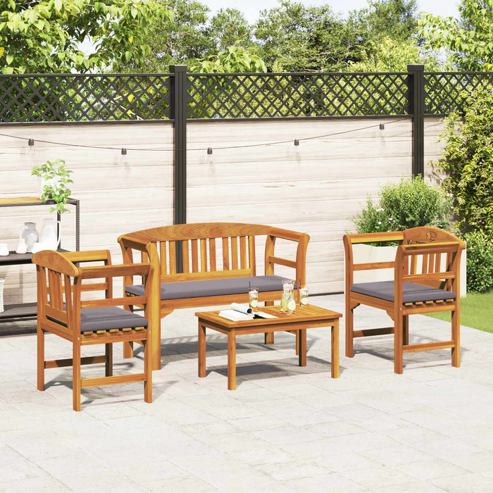 Set de Mobilier cu pernă 4 pcs natural Lemn Solid de Acacia - WALTI WALTI