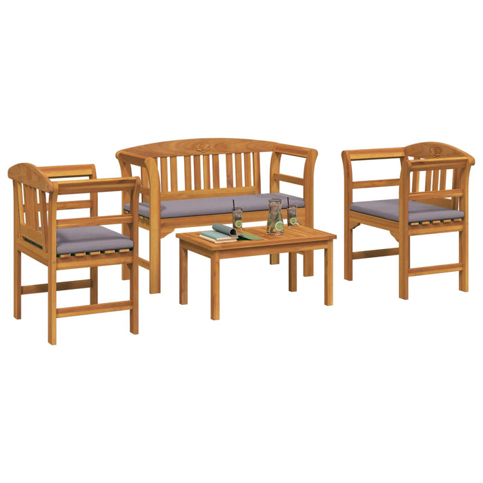 Set de Mobilier cu pernă 4 pcs natural Lemn Solid de Acacia - WALTI WALTI