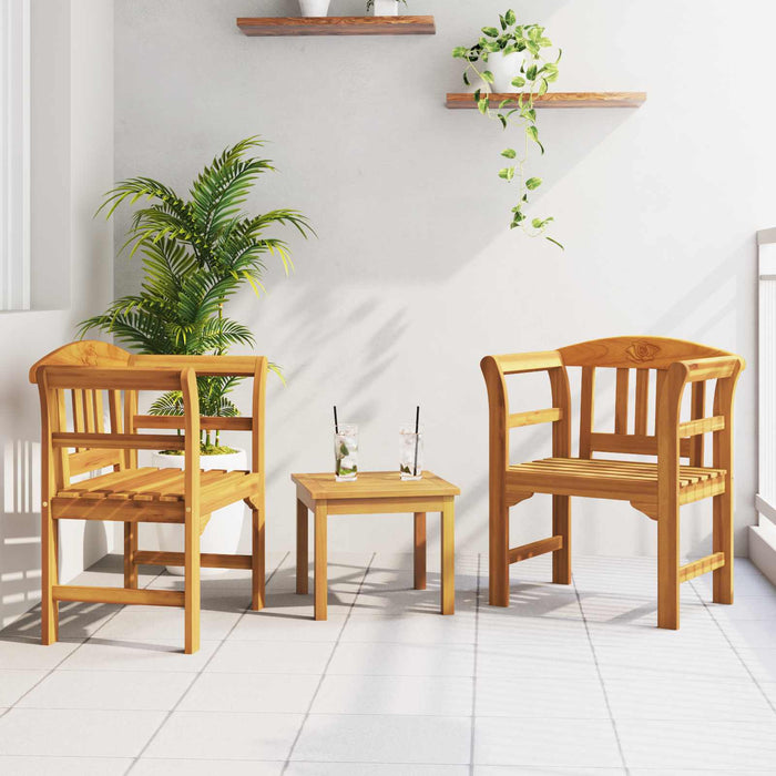 Set de Mobilier cu pernă 3 pcs natural Lemn Solid de Acacia - WALTI WALTI