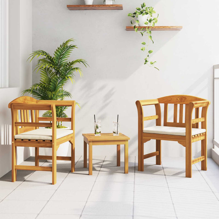 Set de Mobilier cu pernă 3 pcs natural Lemn Solid de Acacia - WALTI WALTI