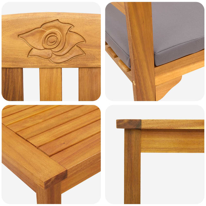 Set de Mobilier cu pernă 3 pcs natural Lemn Solid de Acacia - WALTI WALTI