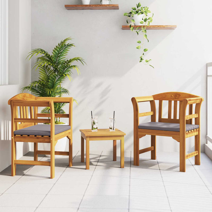 Set de Mobilier cu pernă 3 pcs natural Lemn Solid de Acacia - WALTI WALTI