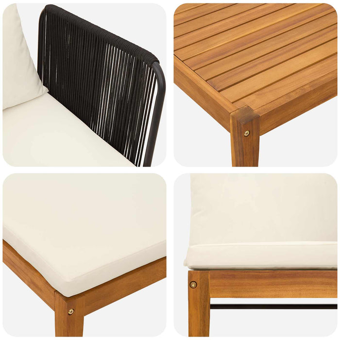 5 pcs Lemn masiv de acacia și frânghie natural WALTI