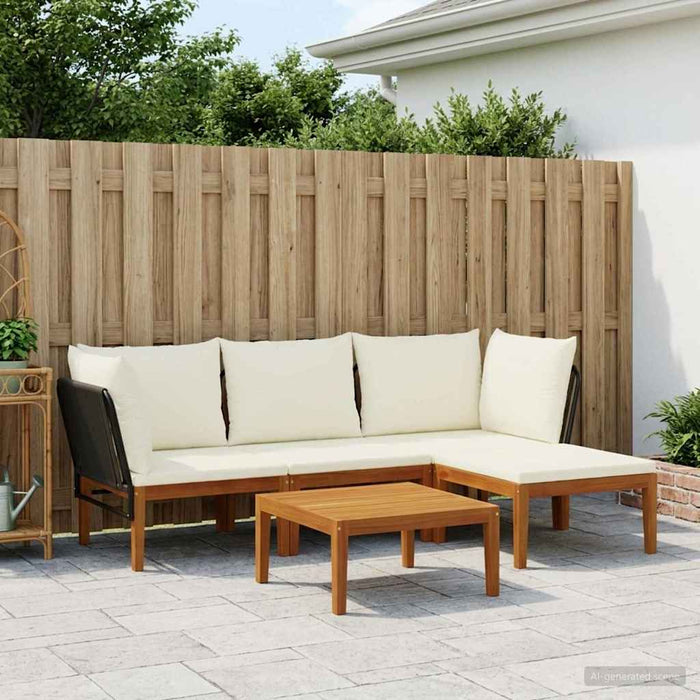 5 pcs Lemn masiv de acacia și frânghie natural WALTI