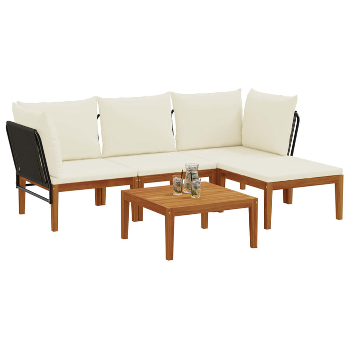 5 pcs Lemn masiv de acacia și frânghie natural WALTI