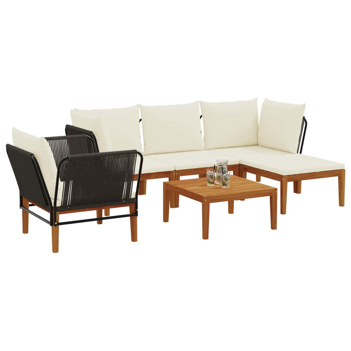 6 pcs Lemn masiv de acacia și frânghie natural WALTI