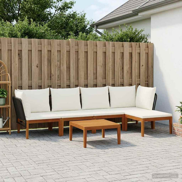 6 pcs Lemn masiv de acacia și frânghie natural WALTI
