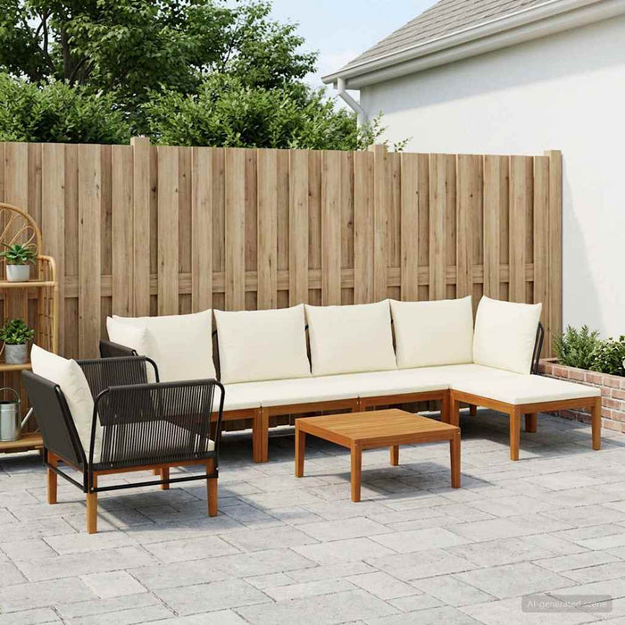 7 pcs Lemn masiv de acacia și frânghie natural WALTI