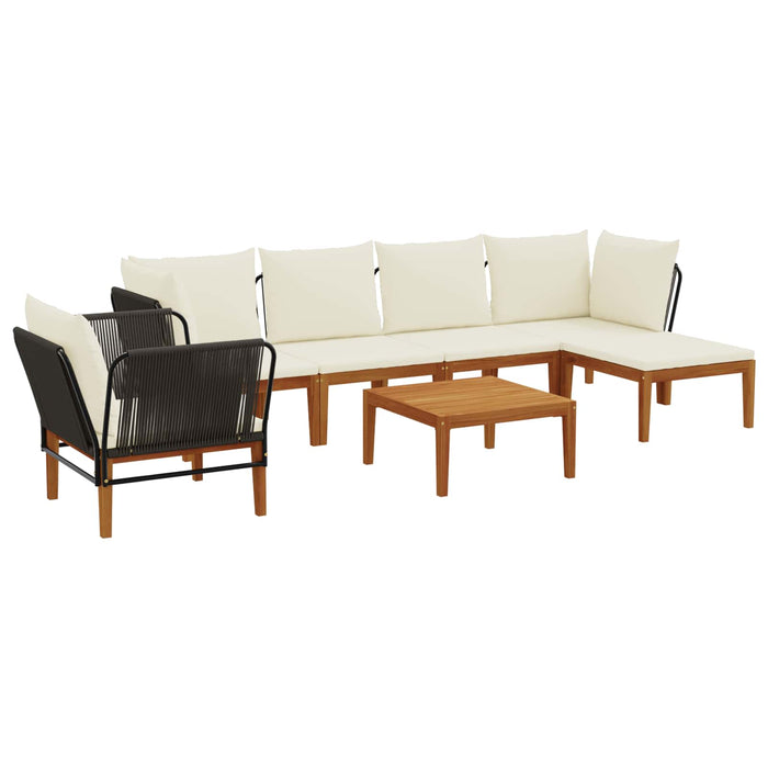 7 pcs Lemn masiv de acacia și frânghie natural WALTI