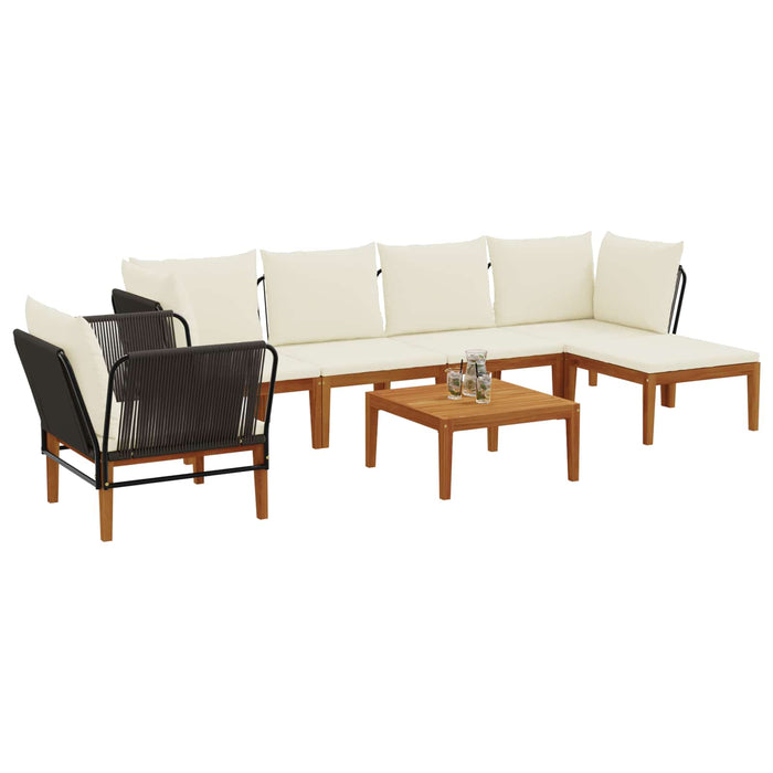 7 pcs Lemn masiv de acacia și frânghie natural WALTI
