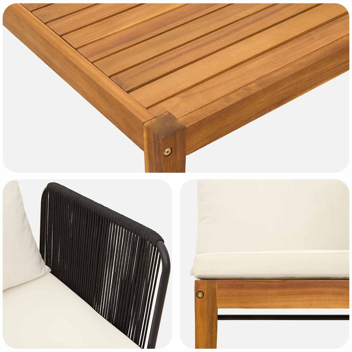 7 pcs Lemn masiv de acacia și frânghie natural WALTI