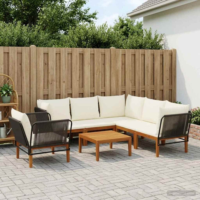 7 pcs Lemn masiv de acacia și frânghie natural WALTI