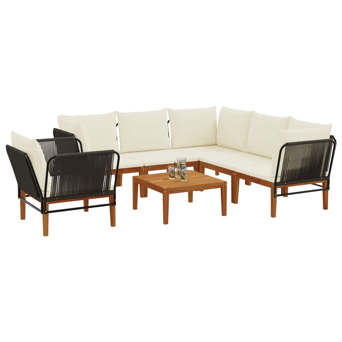 7 pcs Lemn masiv de acacia și frânghie natural WALTI
