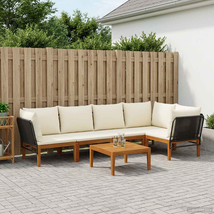 6 pcs Lemn masiv de acacia și frânghie natural WALTI