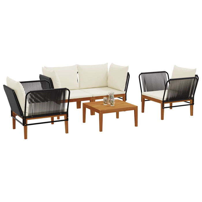 5 pcs Lemn masiv de acacia și frânghie natural WALTI