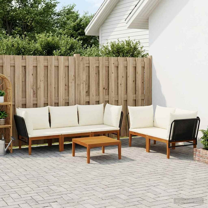 6 pcs Lemn masiv de acacia și frânghie natural WALTI