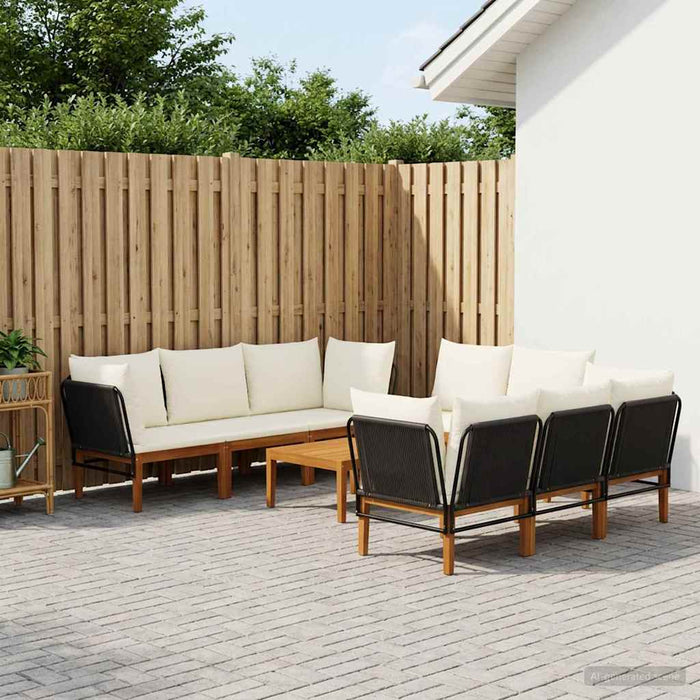 9 pcs Lemn masiv de acacia și frânghie natural WALTI